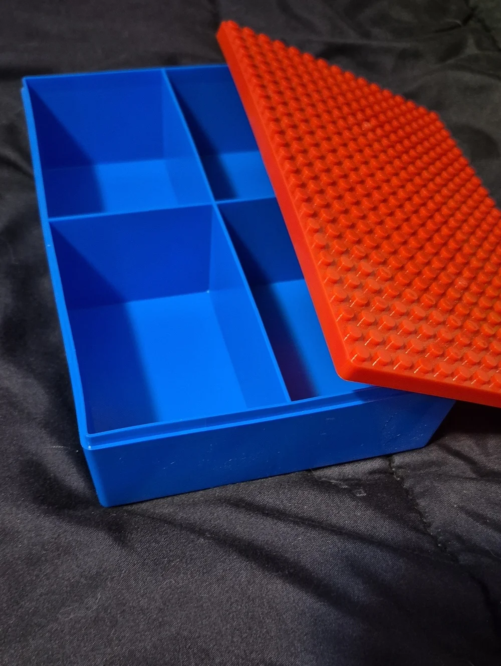 Blue and Red Modular Storage Box with Divided Compartments